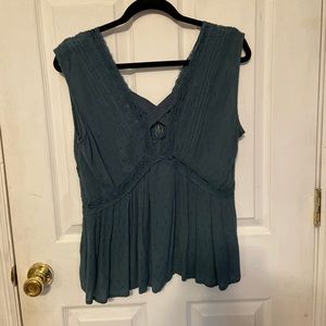Blue lace babydoll tank top